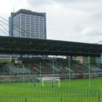 Główna trybuna stadionu Polonii Warszawa przy ulicy Konwiktorskiej