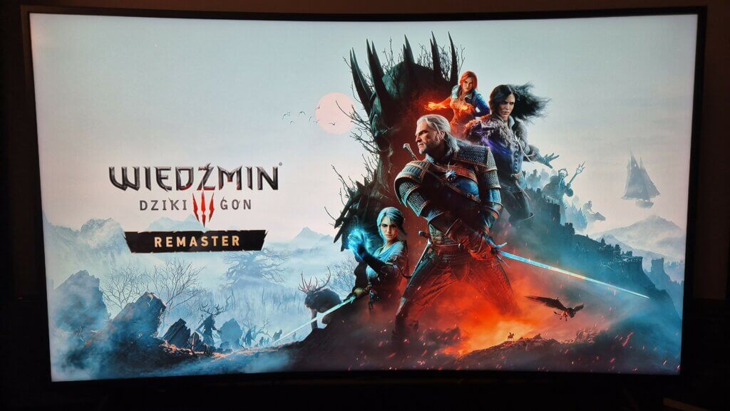 Wiedźmin 3: Dziki Gon – Remaster wyświetlony na telewizorze