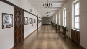 Korytarz polskiego liceum w Warszawie – ilustracja artykułu o bezpieczeństwie i radykalizacji młodzieży